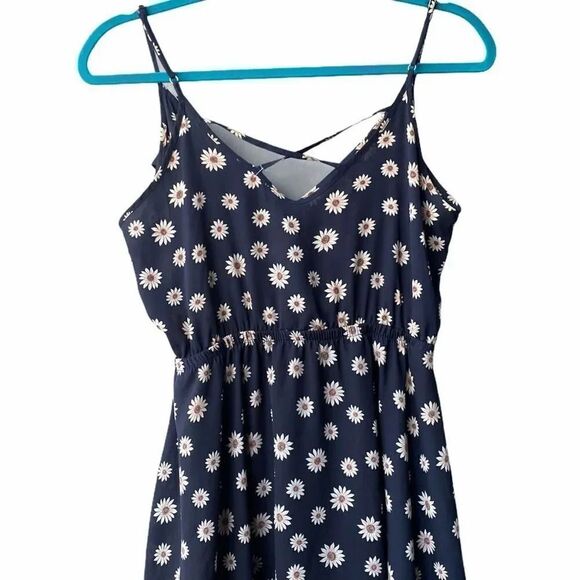 Lush Sunflower Ruffle Mini Dress Navy blue Size Small - Picture 8 of 8